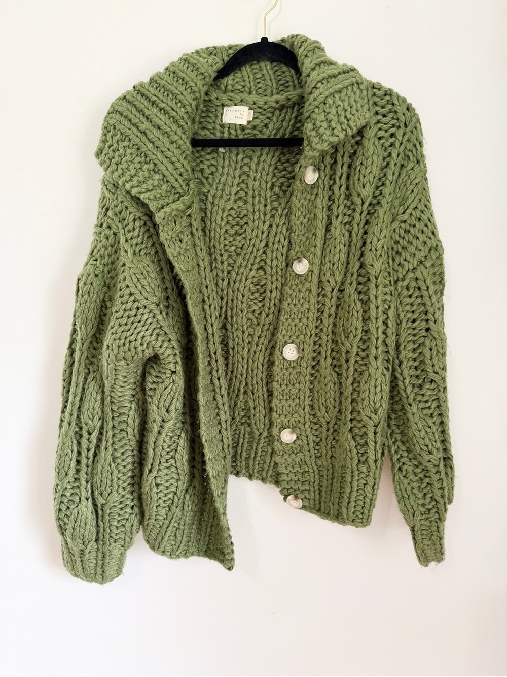 Dreamers by Debut green chunky thick knit cardigan size M/L indie boho
